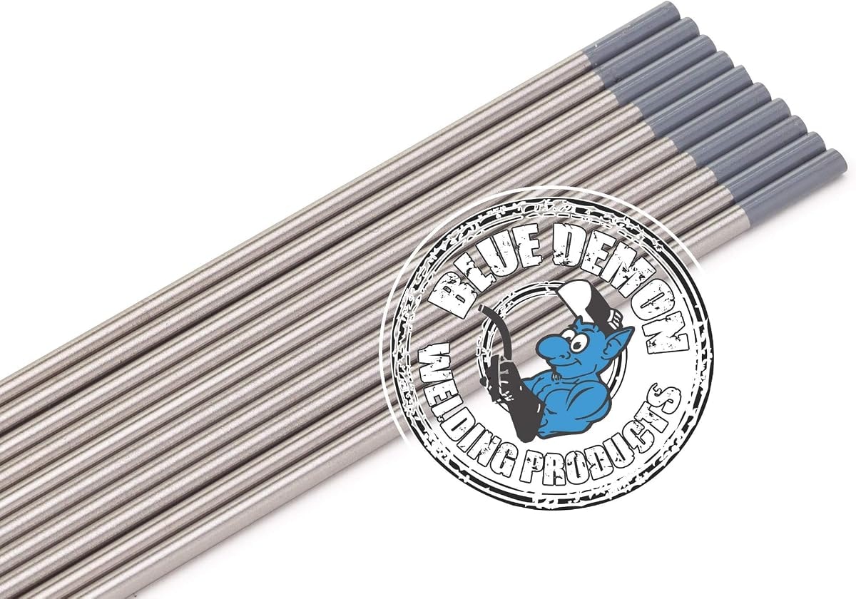 Blue Demon TIG Welding Tungsten Electrodes, 2% Ceriated, GRAY, EWCe-2, 5/32 in x 7 in 10 pc pack, TE2C-532-10T