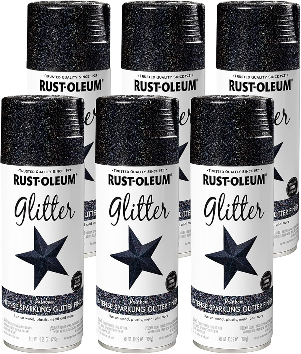 Rust-Oleum 398582-6PK Specialty Glitter Spray Paint, 10.25 Oz, Rainbow, 6 Pack