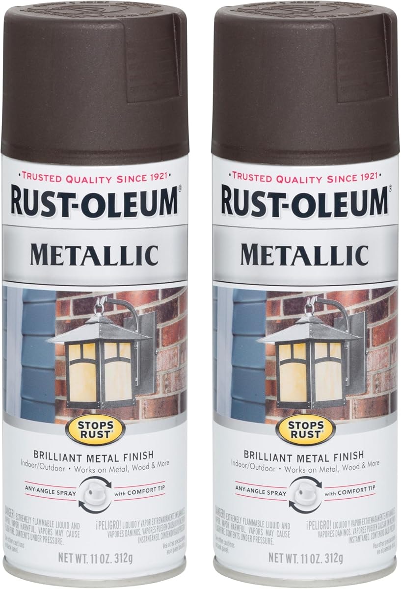 Rust-Oleum 248636 Stops Rust Metallic Spray Paint, 11 oz, Oil Rubbed Bronze, 2 Pack
