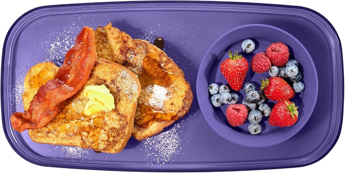 madesmart dipware Small Serving Plate, Stackable & Removable Dip Bowl for Salsa, Queso, Salad, Olives, Dishwasher & Microwave Safe, Multipurpose Plate & Bowl, Plum
