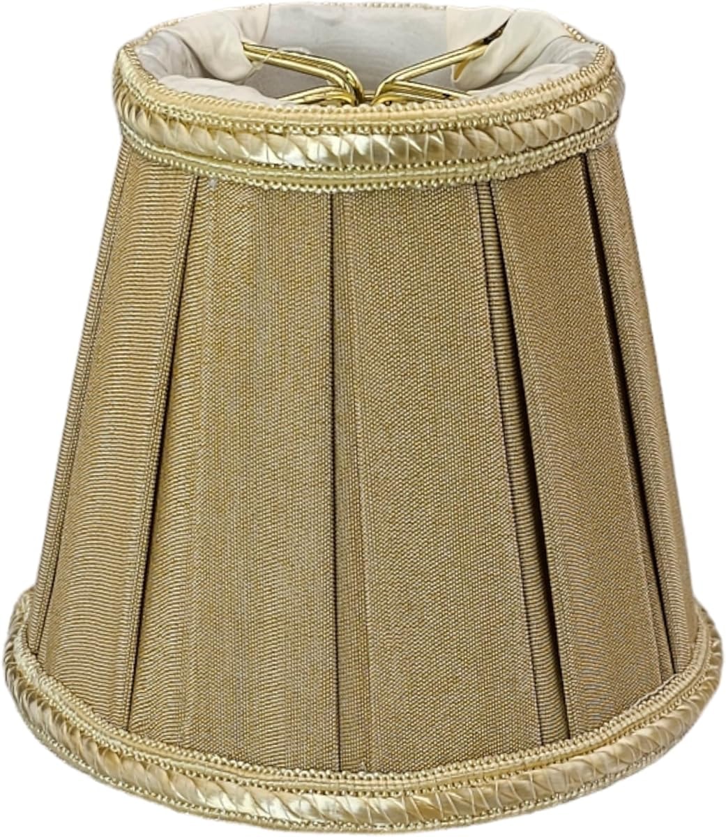 Royal Designs, Inc. CS-404AGL Empire English Box Pleat Chandelier Shade with Decorative Trim, 3 x 5 x 4.5, Antique Gold