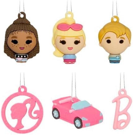 Hallmark Mini Christmas Ornaments, Barbie Miniature Ornaments, Shatterproof, Set of 6, Gifts for Barbie Fans